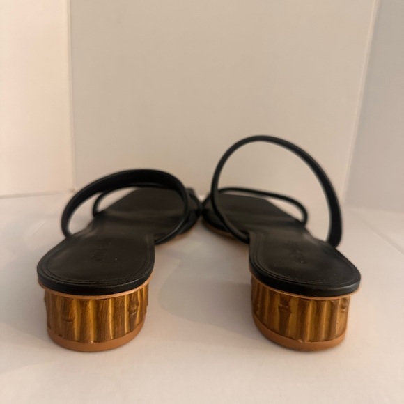 Cult Gaia Black Liz Leather Strappy Slide Women’s Sandals Bamboo Heel Size 39 9 - Picture 3 of 9
